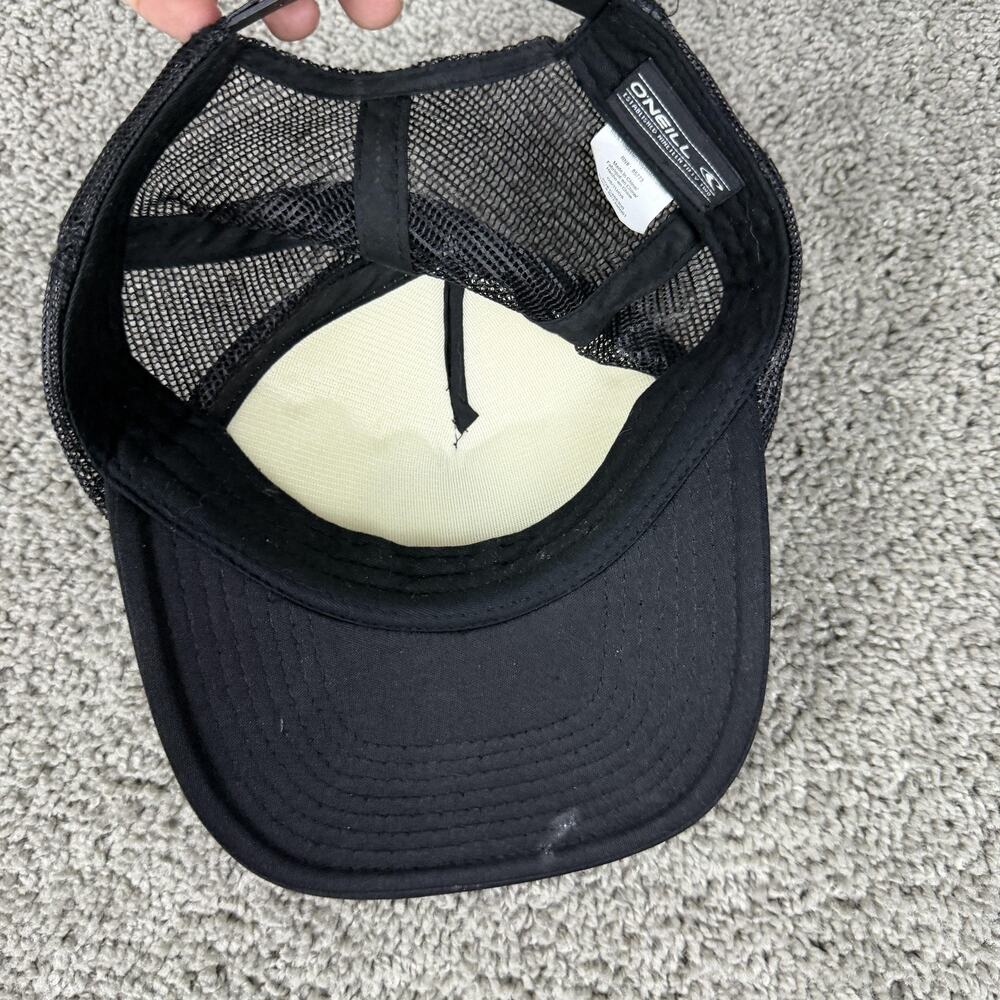 O'Neill Hat Cap Snap Back Mens One Size Black White Trucker Gecko Logo Mesh - Picture 8 of 10